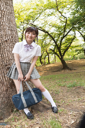 Pretty student Wakatsuki Maria strips uniform showing nice ass
