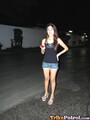 Filipina rhian standing in street in black top and denim shorts.jpg